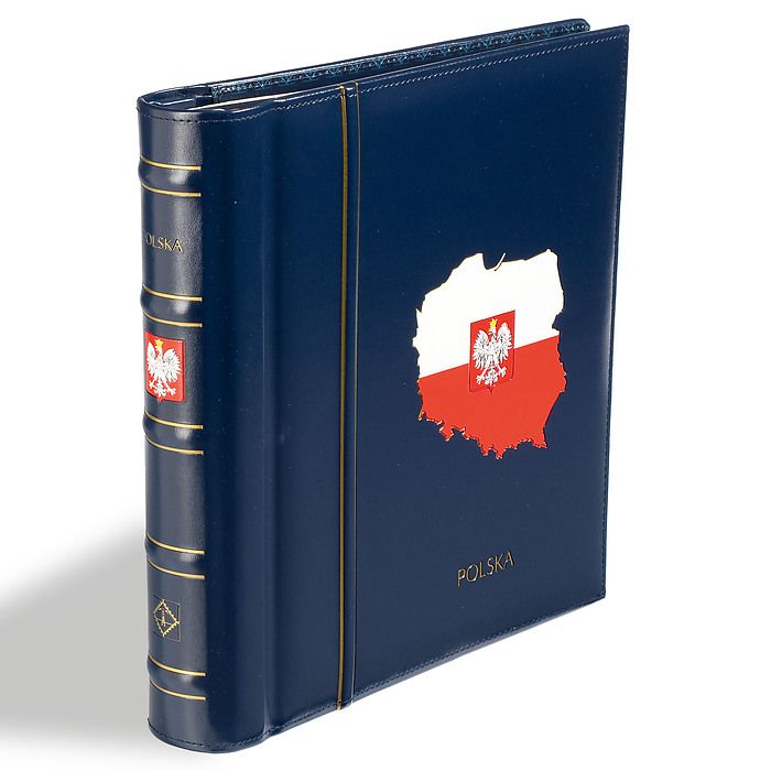 Reliure Perfect DP, design classique, gravé 'POLSKA' avec étui de protection, bleu