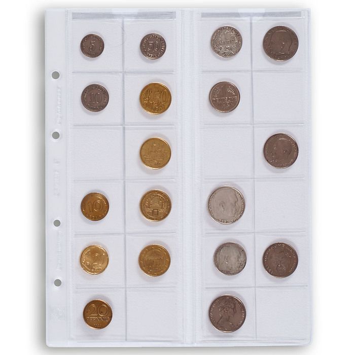feuilles Numismatiques Optima, pour 24 pièces de monnaie jusqu'à 34 mm Ø, transparent