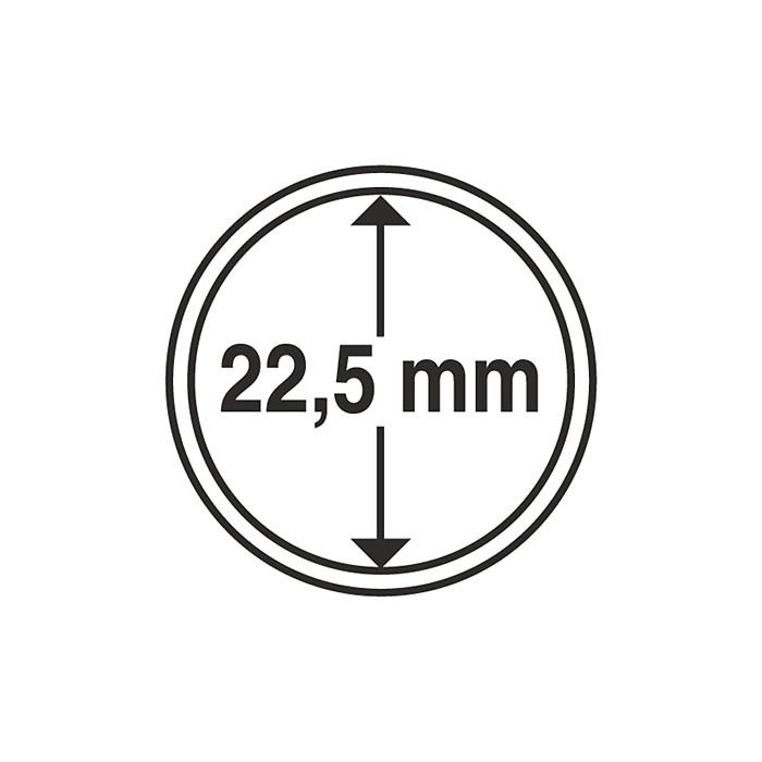 Capsules pour pièces de monnaie diamètre intérieur 22,5 mm