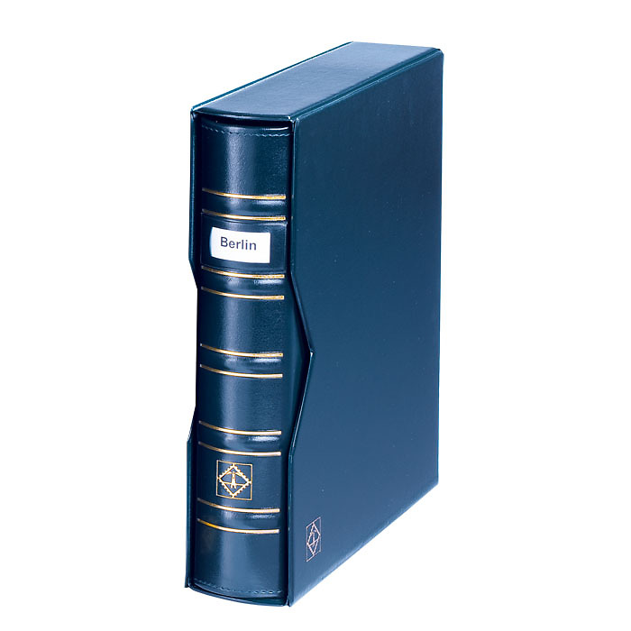 Reliure Optima, design classique SIGNUM,champ d'étiquetage+étui de protection, bleu roi
