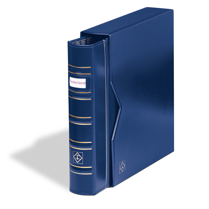 Reliure Optima, design classique SIGNUM,champ d'étiquetage+étui de protection, bleu roi