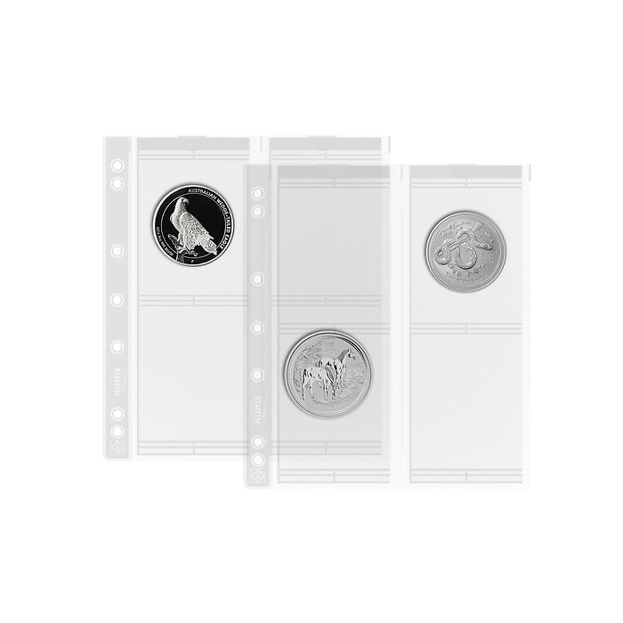 Feuilles numismatiques NUMIS, 4 compartiments jusqu'à 66 mm Ø, paquet de 5