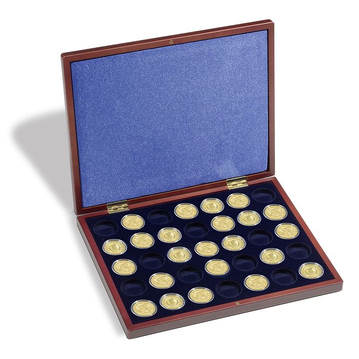 Coffret Numismatique VOLTERRA  UNO de luxe, pour 35pièces de 100euros or en caps d'origine