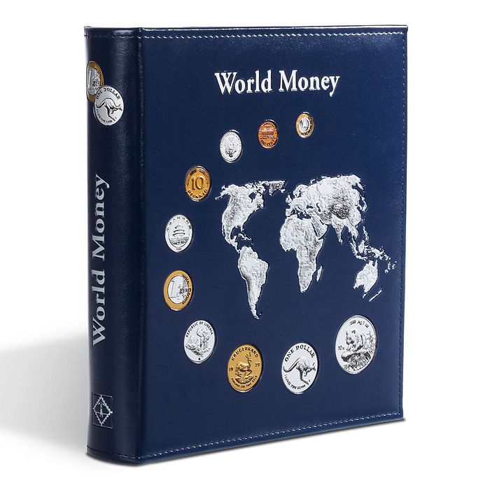 Album Numismatique OPTIMA, World Money, avec 5 recharges Numis. OPTIMA différentes, bleu