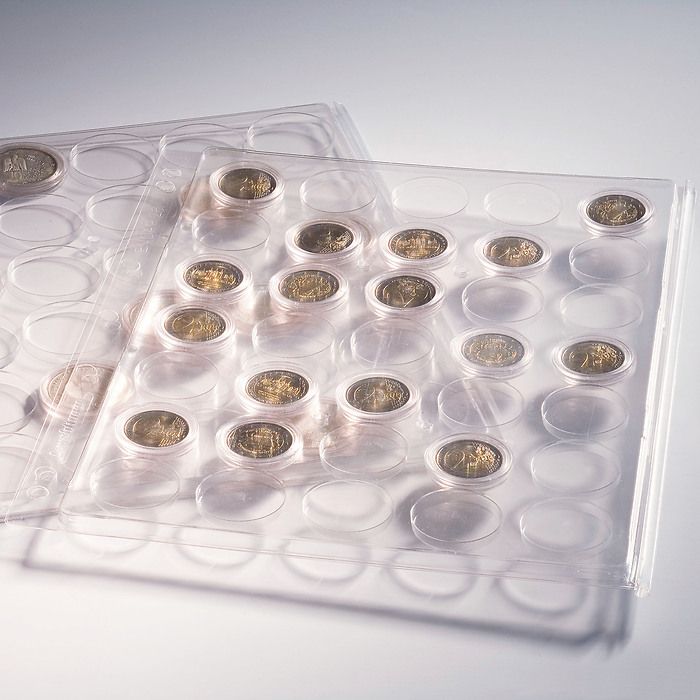 Pochettes plastiques ENCAP, transparentes pour 35 pièces de 2 Euros sous capsules
