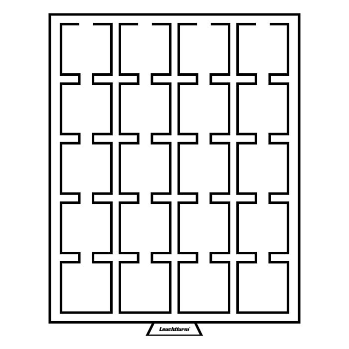 Médaillier MB 20 Compartiments carrés 50 x 50 mm, teinte fumée, avec plateau noir