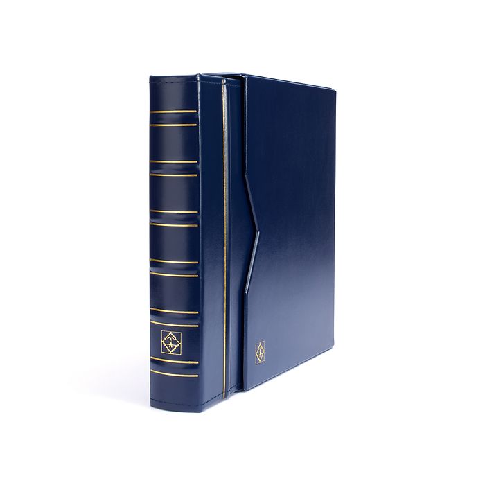 Reliure à anneaux Vario, design classique avec étui de protection. Blue roi.