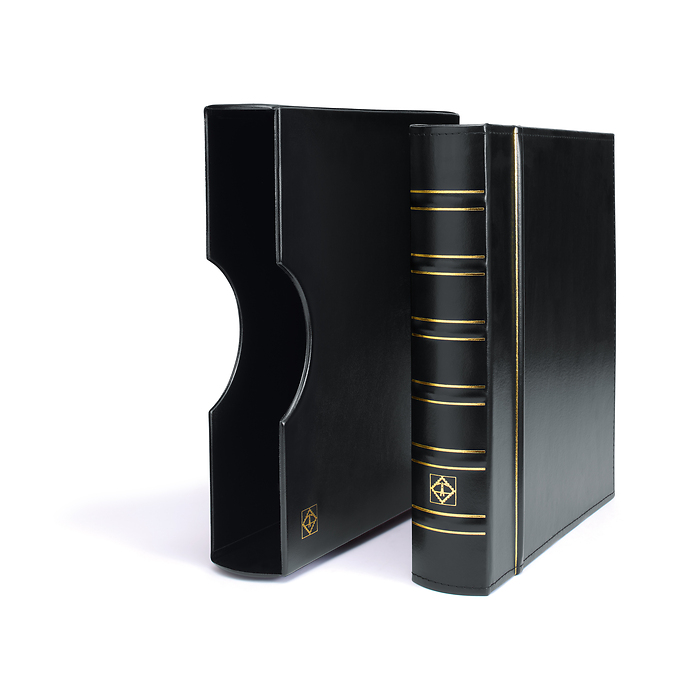 Reliure à anneaux Grande, design classique avec étui de protection, noir