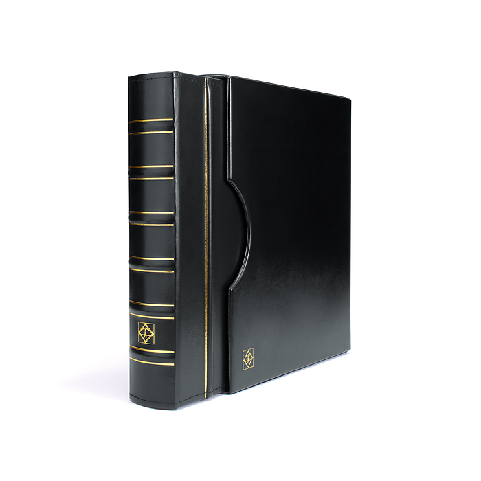 Reliure à anneaux Grande, design classique avec étui de protection, noir