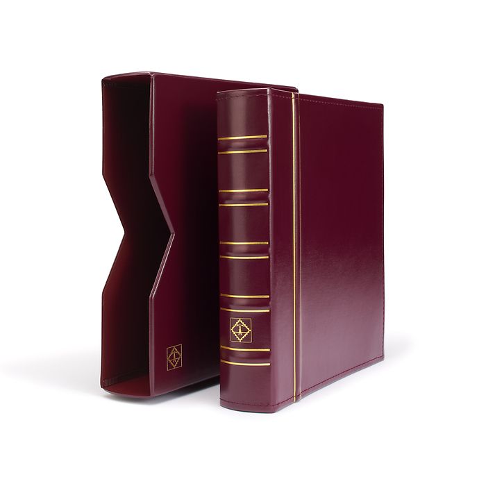 Album Numismatique Optima, design classique avec étui de protection, rouge