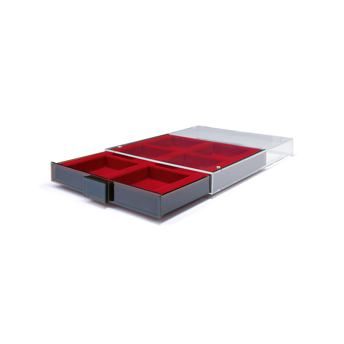 Médaillier MB 6 Compartiments  carrés de format 86x86 mm, teinte fumée