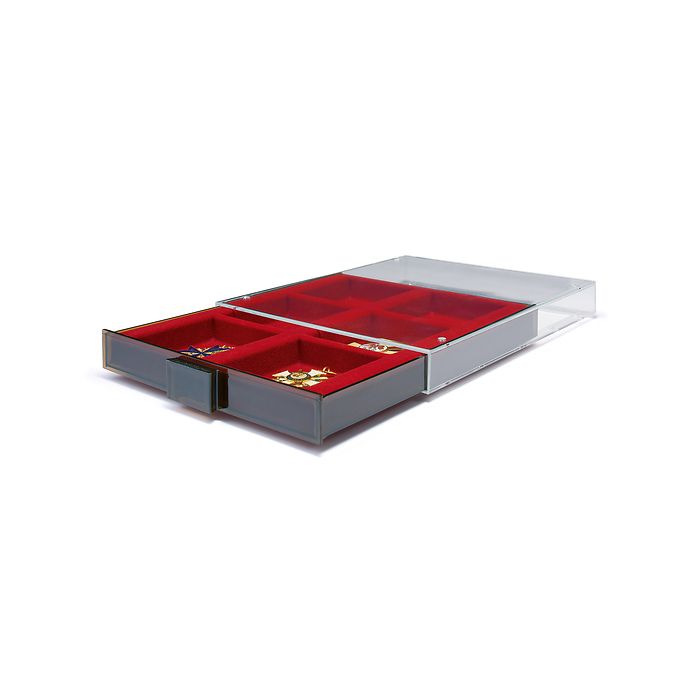 Médaillier MB 6 Compartiments  carrés de format 86x86 mm, teinte fumée