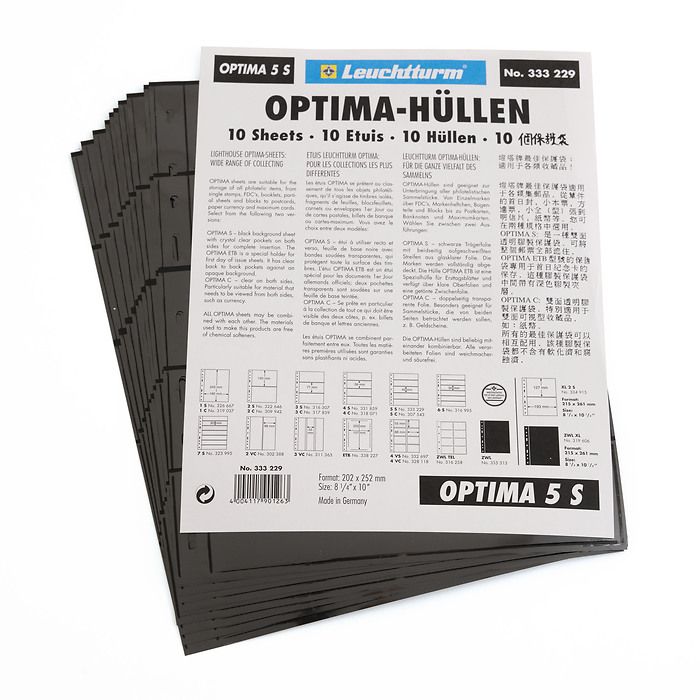 Pochettes plastiques Optima, 5 Compartiments, noir