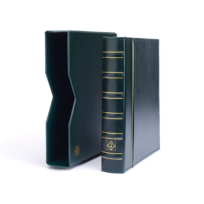 Reliure à anneaux Vario, design classique avec étui de protection. Vert foncé.