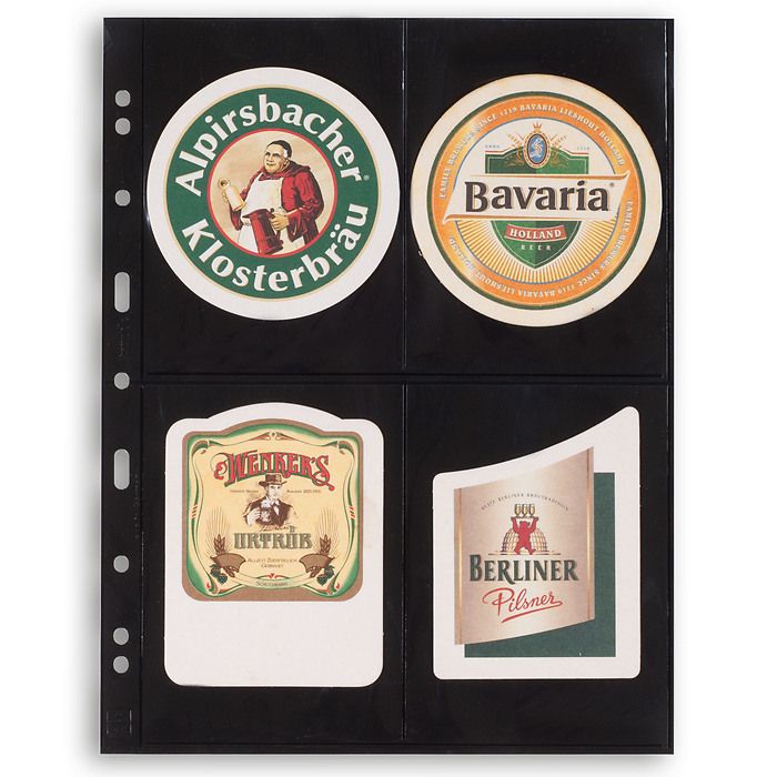 Pochettes plastiques Grande, 4 Compartiments pour cartes postales, noir