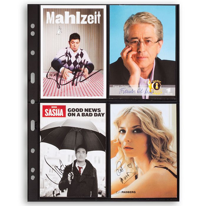 Pochettes plastiques Grande, 4 Compartiments pour cartes postales, noir