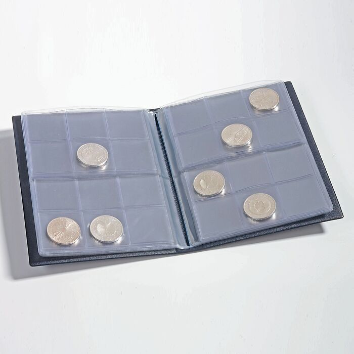 Album de poche ROUTE 96 avec 8 feuilles  Numismatiques pour chacune 12 pièces, bleu