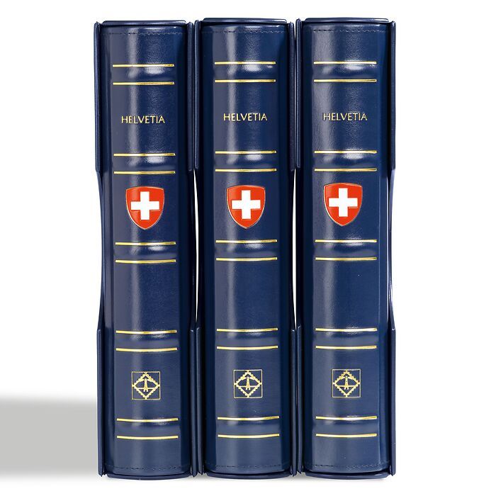Reliure Perfect DP, design classique, gravé 'HELVETIA' avec  étui de protection, bleu