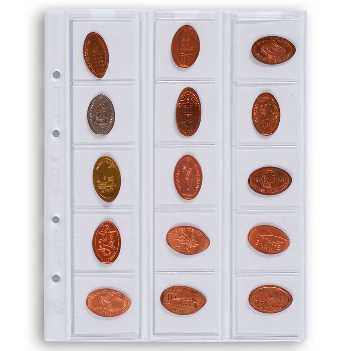 Feuilles Numismatiques OPTIMA, pour 15 pièces de monnaie jusqu'à 42 mm Ø, transparent