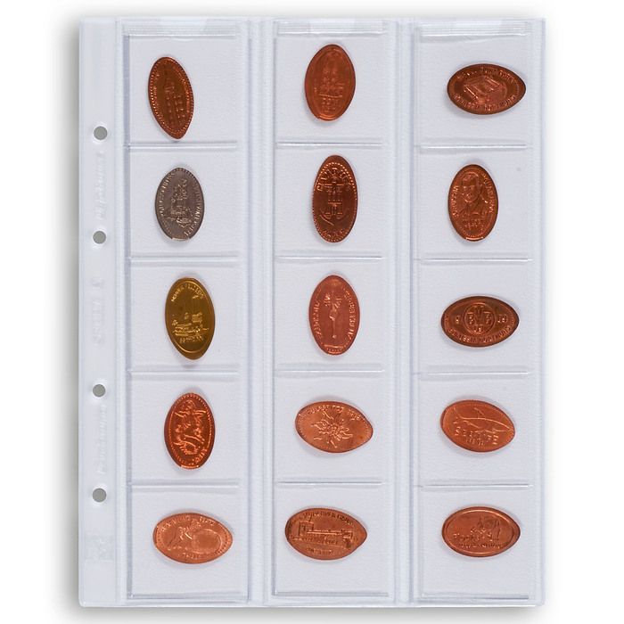 feuilles Numismatiques Optima, pour 15 pièces de monnaie jusqu'à 42 mm Ø, transparent