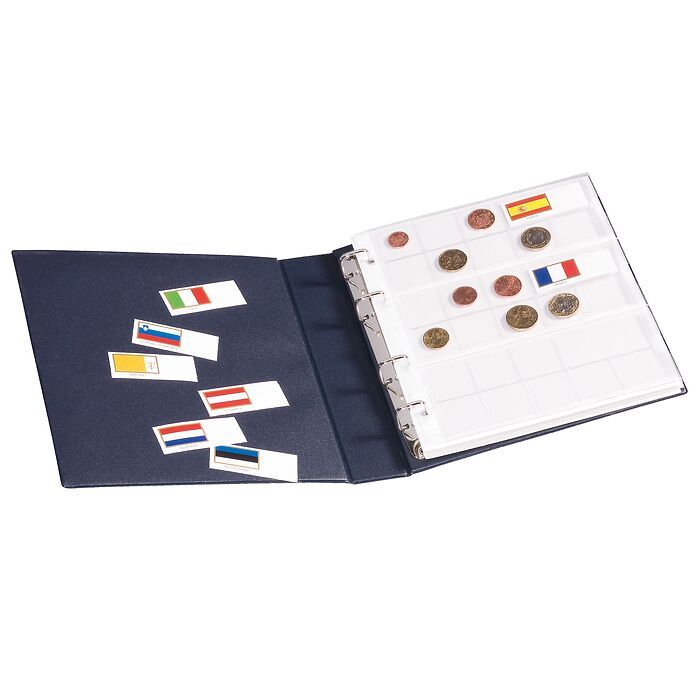 Album Numismatique pour Euros, format Numis, avec étui de protection, bleu