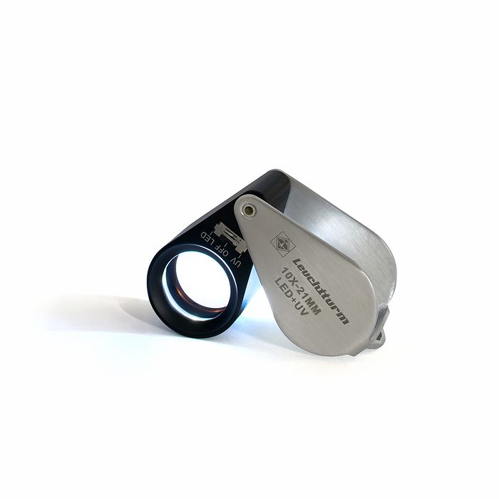 Loupe de précision avec LED et lamp UV, grossit 10x, avec 6 Hi-Tech et 7 UV LEDs