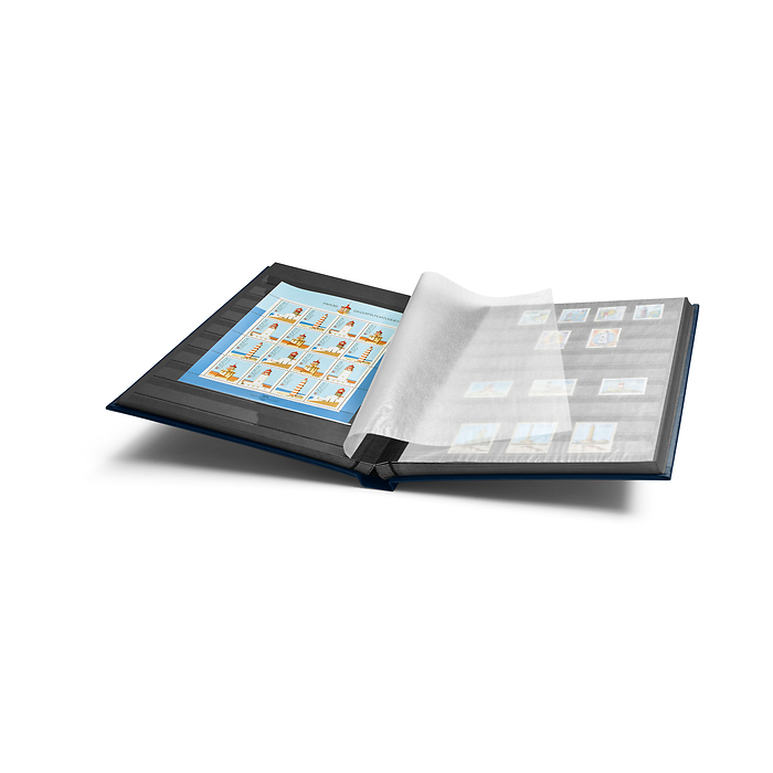 Classeur Comfort, DIN A4, 32 pages noires, couverture matelassée, bleu