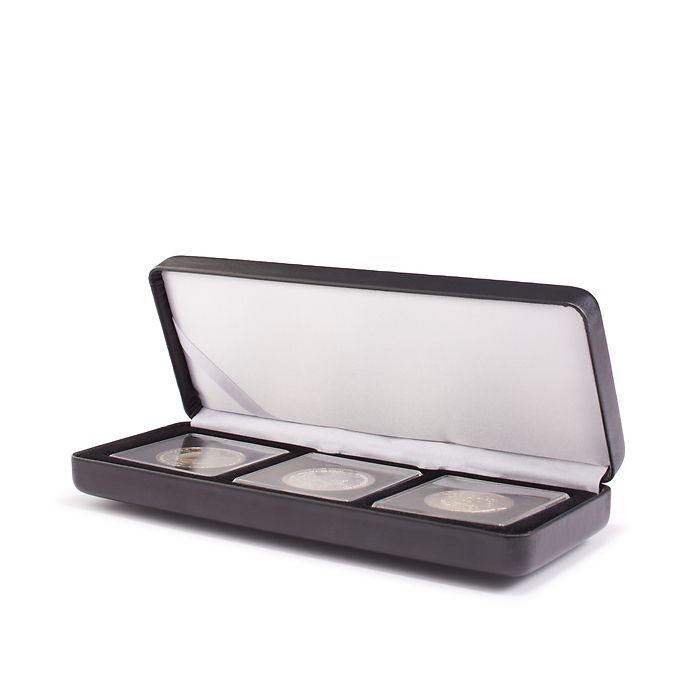 Ecrin Numismatique Nobile pour 3 Quadrum, 180x65 mm, noir
