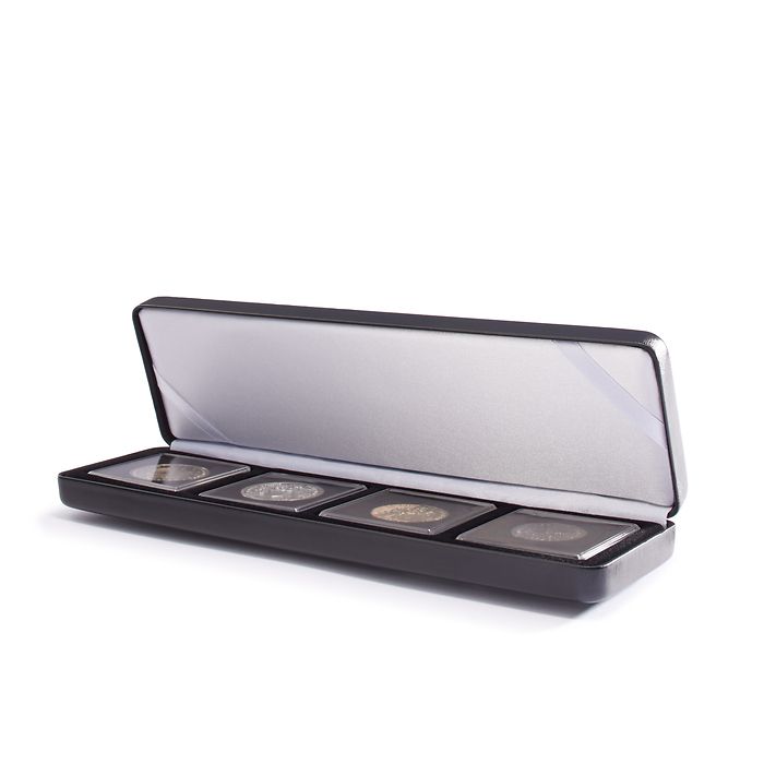 Ecrin Numismatique Nobile pour 4 Quadrum, 235x65 mm, noir