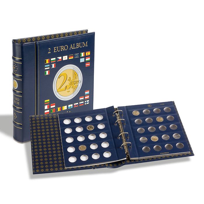 Vista album Numismatique pour   pièces de 2 Euros (4 feuilles neutres) avec étui