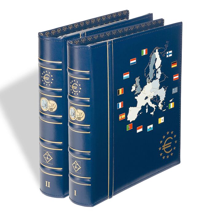 Vista album numismatique euros volumes 1 et 2 'des anciens et des nouveaux pays'avec étui