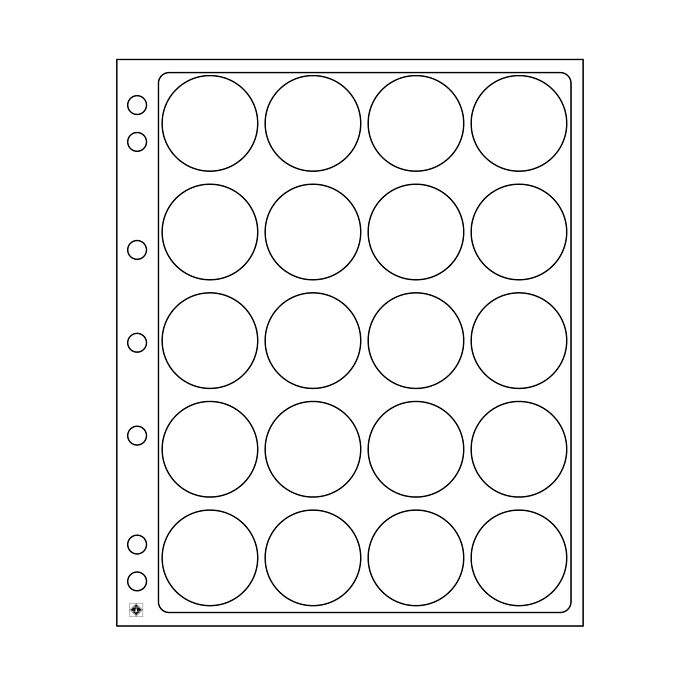 Feuilles en plastique Encap pour 20 capsules avec un diamètre  de l'int´rieur de 38 à 39mm