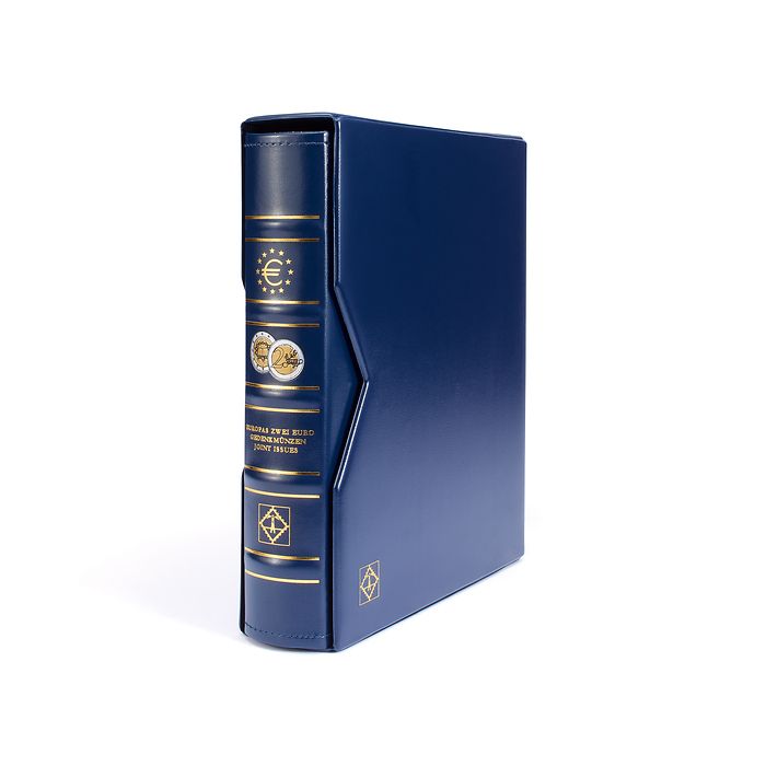 Album prémprimé Classic-Optima,pièces Européenees commémoratives de 2€+étui de prot., bleu