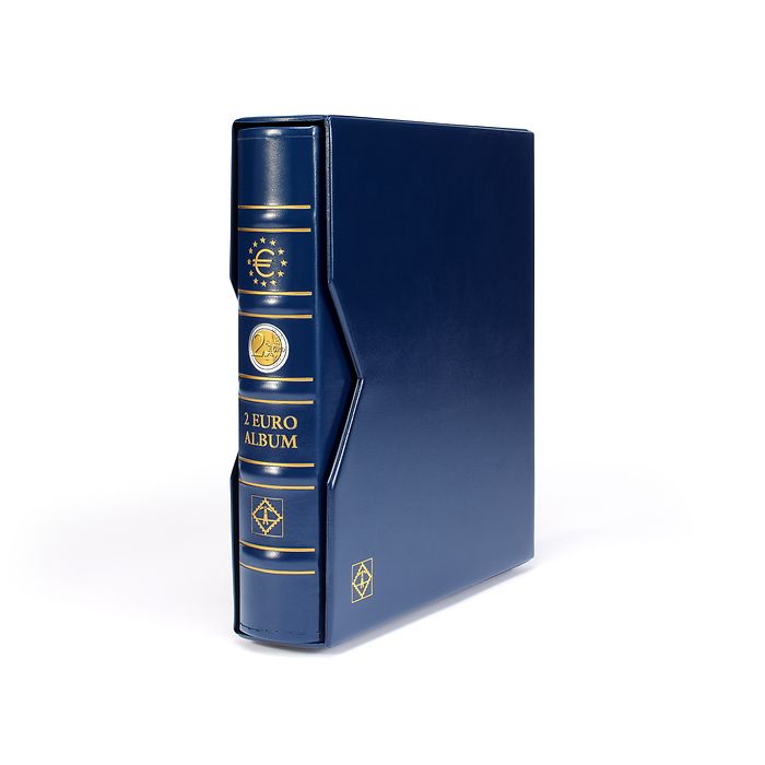 Reliure anneaux Optima, design classique '2-Euro', empreinte tranche et couvert.,avec étui