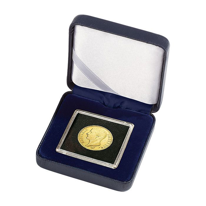 Ecrin Numismatique Nobile pour 1 Quadrum, 65x65 mm, bleu