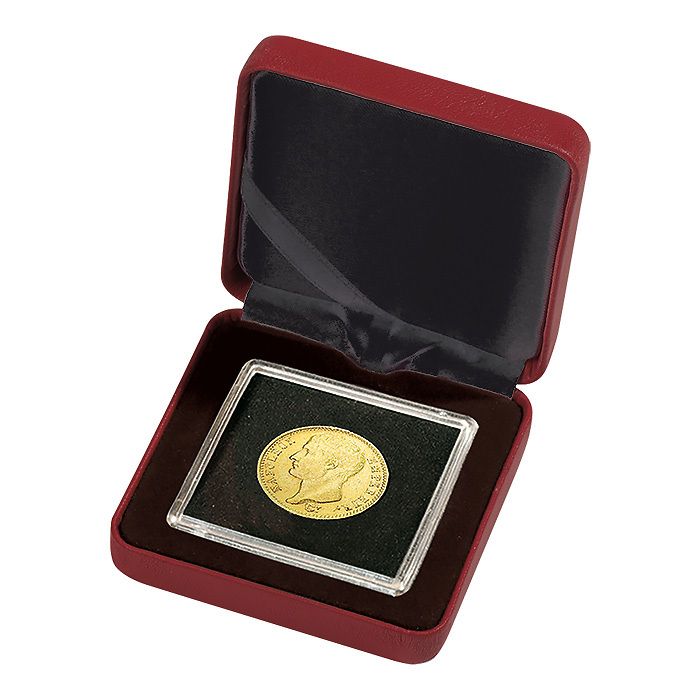 Ecrin Numismatique Nobile pour 1 Quadrum, 65x65 mm, rouge