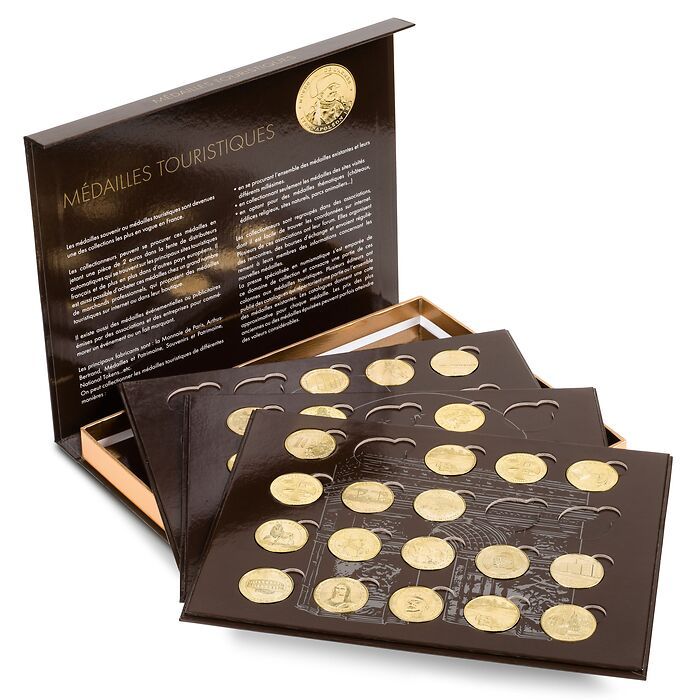 Coffret PRESSO pour 80 médailles souvenir, avec 4 plateaux