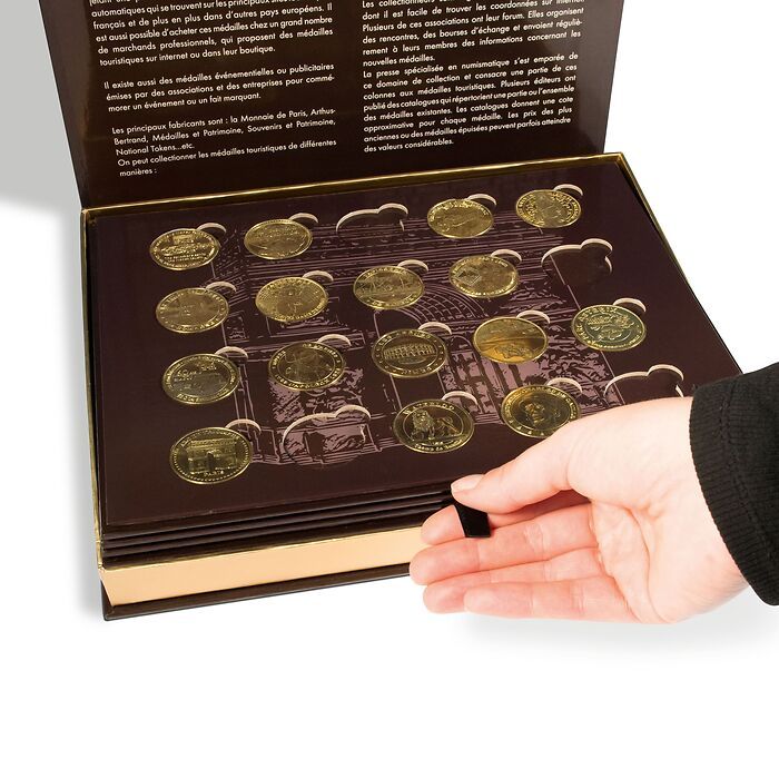 Coffret Presso pour 80 médailles souvenir, avec 4 plateaux