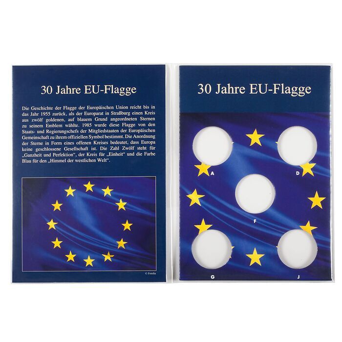 Carte en carton pour 5 pièces  de 2€ allem. commémoratives « 30 ans du drapeau de l’UE »