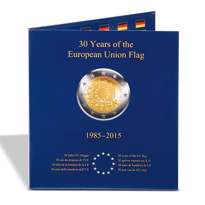 Album Presso pour les 23 pièces de 2 euros commémoratives « 30 ans du drapeau de l’UE »