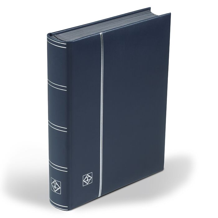 Classeur à bandes LEDER, A4, 64 pages noires, couverture ouatinée en cuir véritable, bleu