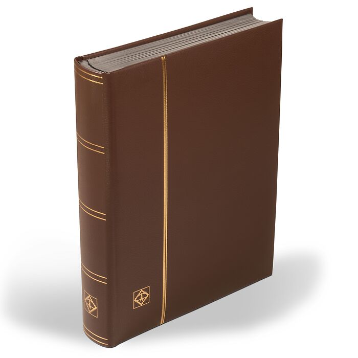 Classeur à bandes LEDER, A4, 64 pages noires, couverture ouatinée en cuir véritable, brun