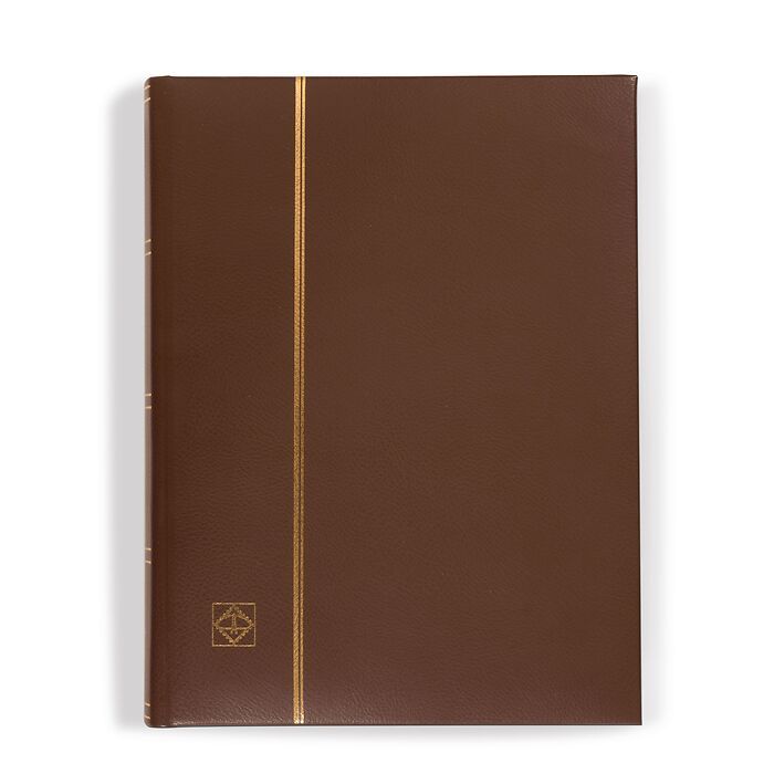 Classeur à bandes LEDER, A4, 64 pages noires, couverture ouatinée en cuir véritable, brun