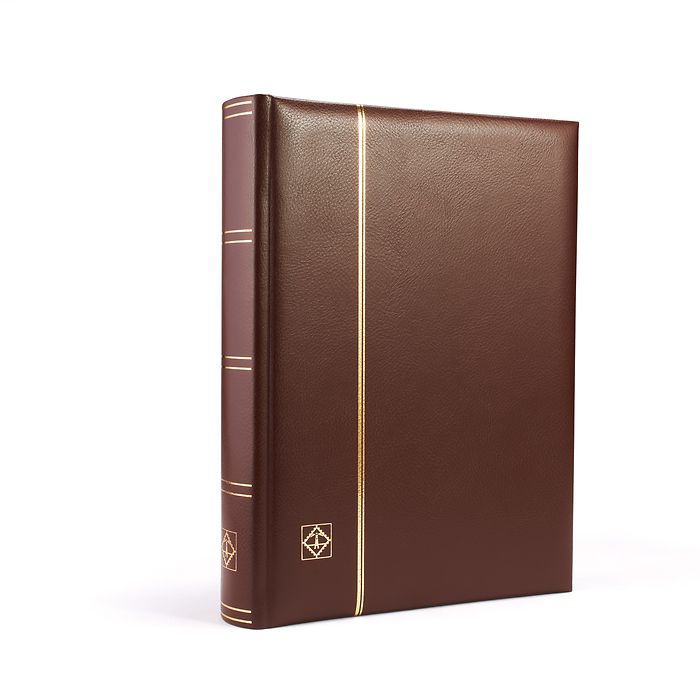 Classeur Leder, A4, 64 pages noires, couverture ouatinée en  cuir véritable, brun