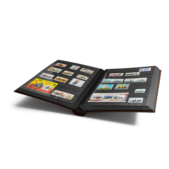 Classeur Leder, A4, 64 pages noires, couverture ouatinée en  cuir véritable, brun