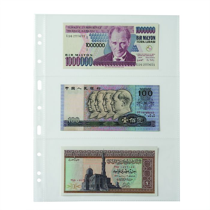 Pochettes plastiques Grande Easy, 3 poches transversales pour billets, transparentes, 50x