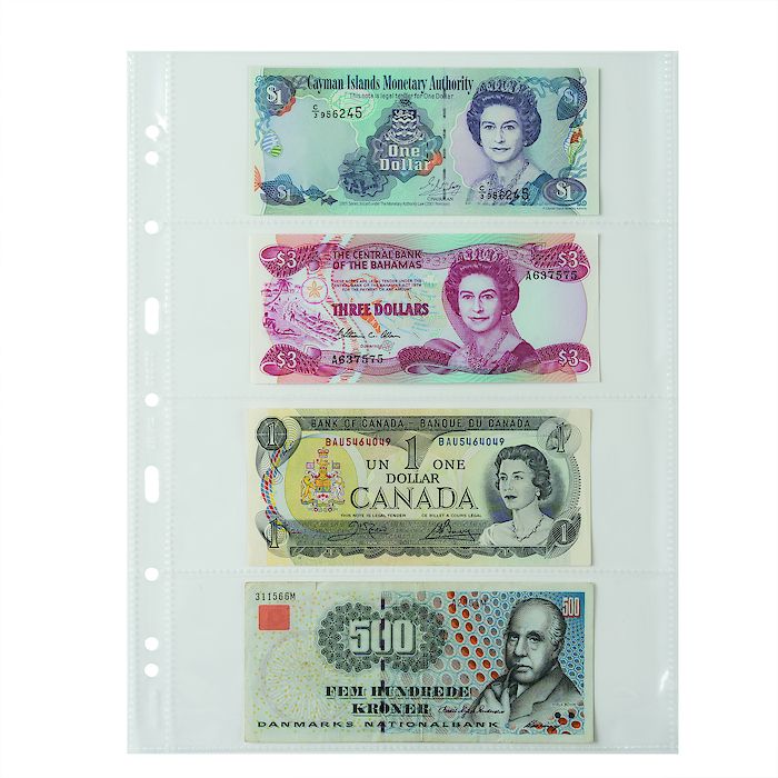 Pochettes plastiques Grande Easy, 4 poches transversales pour billets, transparentes, 50x