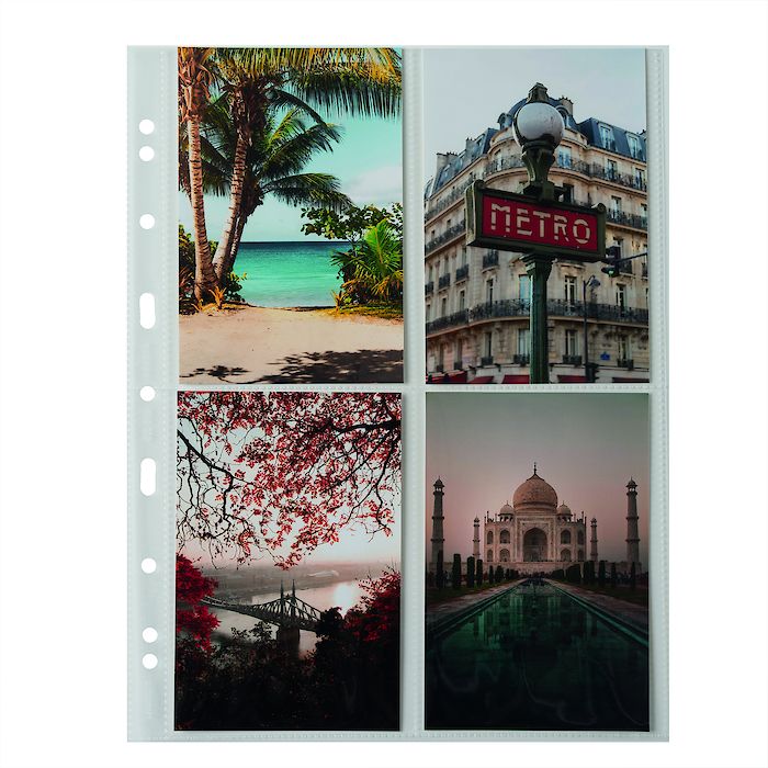 feuilles en plastique Grande Easy, 4 pochettes p.cartes postales (A6), PP, clair, paq.de50