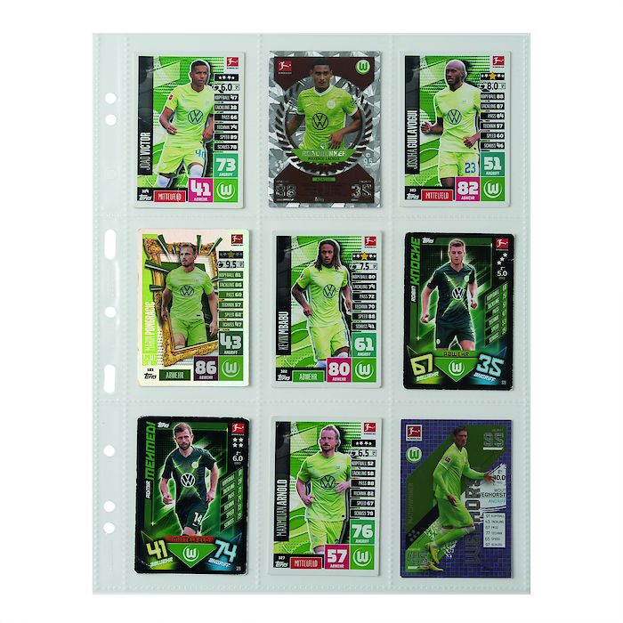 feuilles en plastique Grande Easy, 9 pochettes p.cartes à jouer, PP, clair, paquet de 50
