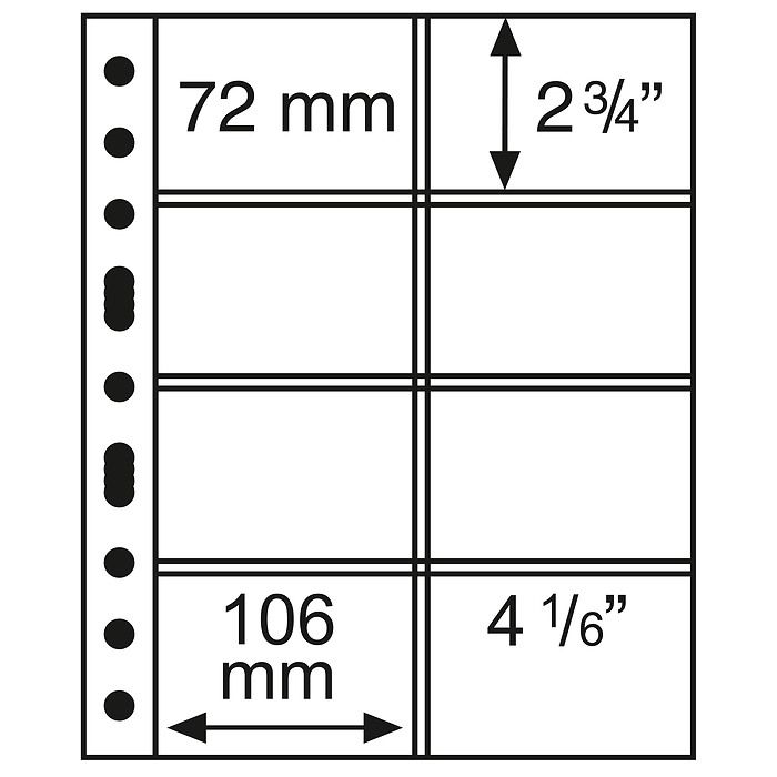 Pochettes plastiques GRANDE, avec 8 pochettes, 106x72 mm, transparent, paquet de 5